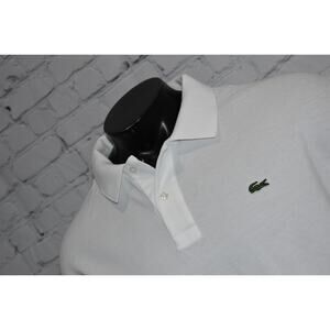 Lacoste Golf Polo Shirt Mens Size US 3XLB BIG Cotton White Alligator